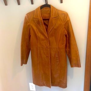 Vintage Guess Saddle Brown Leather Coat M